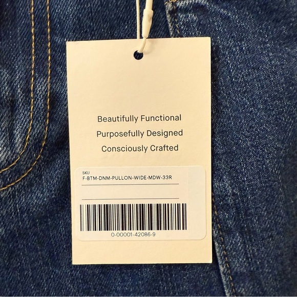 Everlane the gardener denim pull-on jeans plus size 33 barrel leg dark wash - Picture 8 of 11